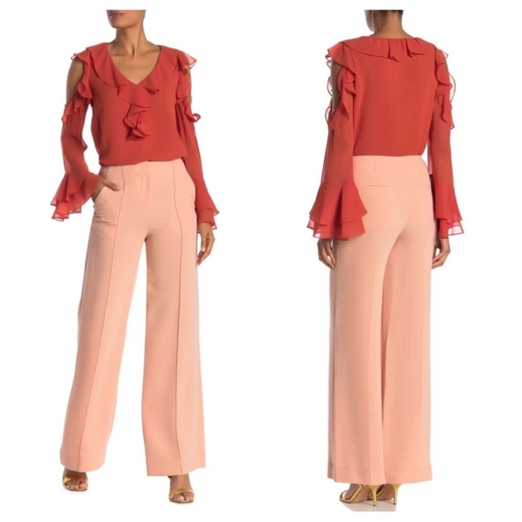 Diane Von Furstenberg Kiersten Coraldust Wide Leg Trousers Pant NWT Size 14 - Picture 8 of 10